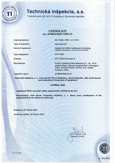 Chứng nhận ADR (Khớp nối nạp/xả đáy)